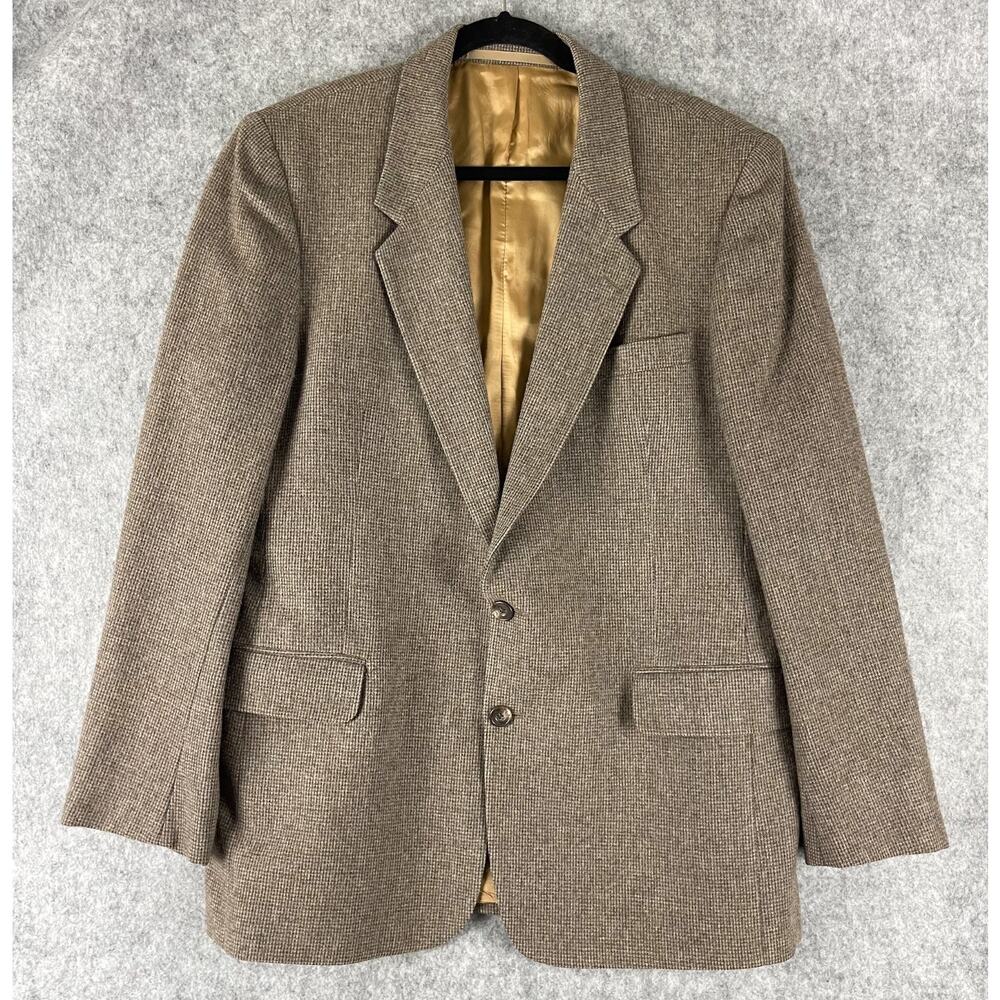 Vintage Calvin Klein Blazer Sport Coat Men 40R Brown Wool Tweed Made In France
